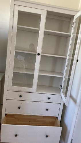 White storage glass cabinets