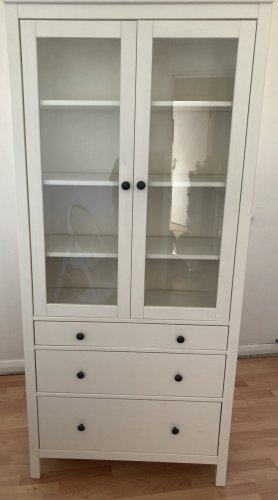 White storage glass cabinets